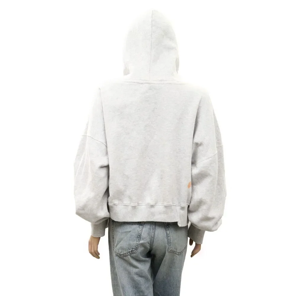 Free People FP Movement Hoodie Sweatshirt Cropped Top Logo Ribbed Gray XL 289508